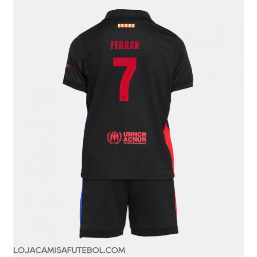 Camisa de Futebol Barcelona Ferran Torres #7 Equipamento Secundário Infantil 2024-25 Manga Curta (+ Calças curtas)